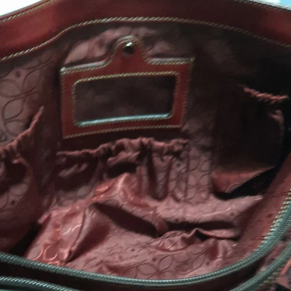 Fossil Deep Red Leather Vintage Business Tote Bag - Picture 7 of 12